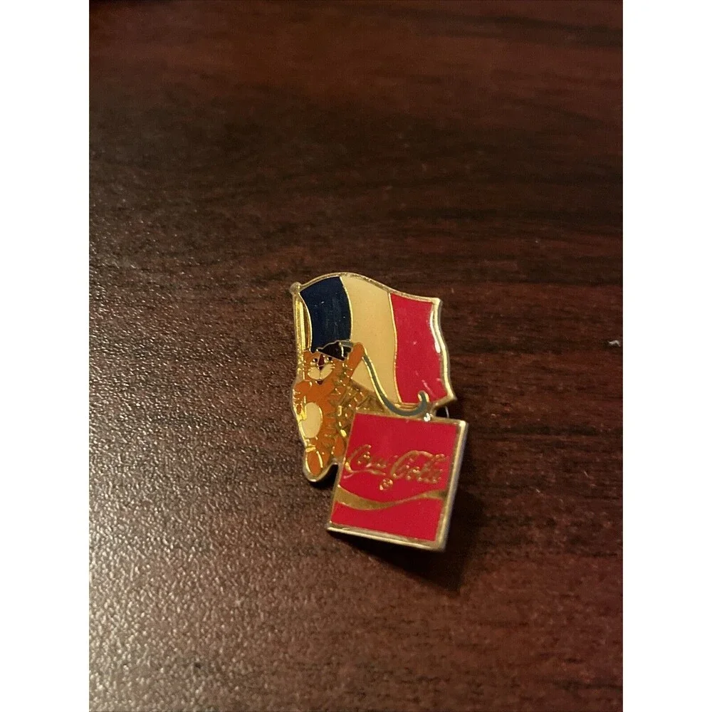1988 Seoul Olympics Coca Cola Hodori Tiger‎ France Flag Lapel Pin